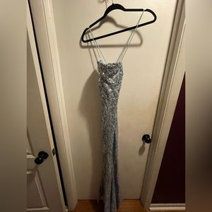 Blue sequin prom dress